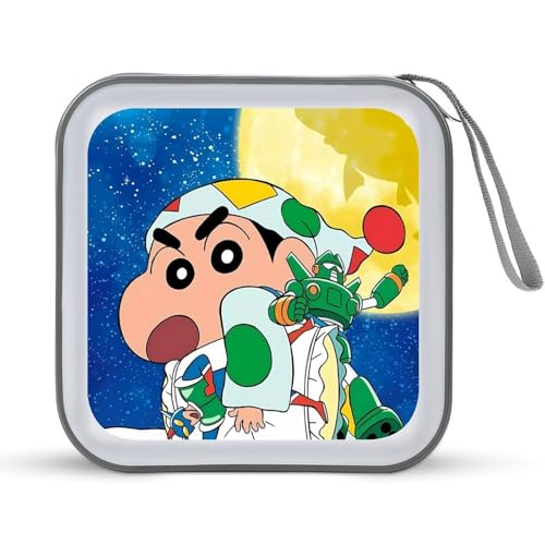 クレヨンしんちゃん CDケース プラケース DVD収納ケース CD収納ボックス ディスクケース 防水 メディアケース 大容量 40枚収納 小型 持ち運び便利 薄型 ファスナー付 旅行