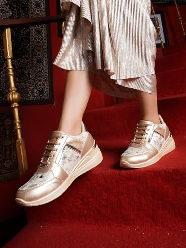 Image of Vendoz Women Casual High Heel Sneakers I Cushioned Insole I All Day Comfortable I Lightweight and Stylish Shoes for Girls
