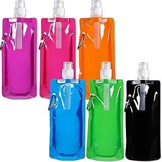 Blulu 6 Pieces Collapsible Water Bottle Reusable Drinking Water Bottle with Clip