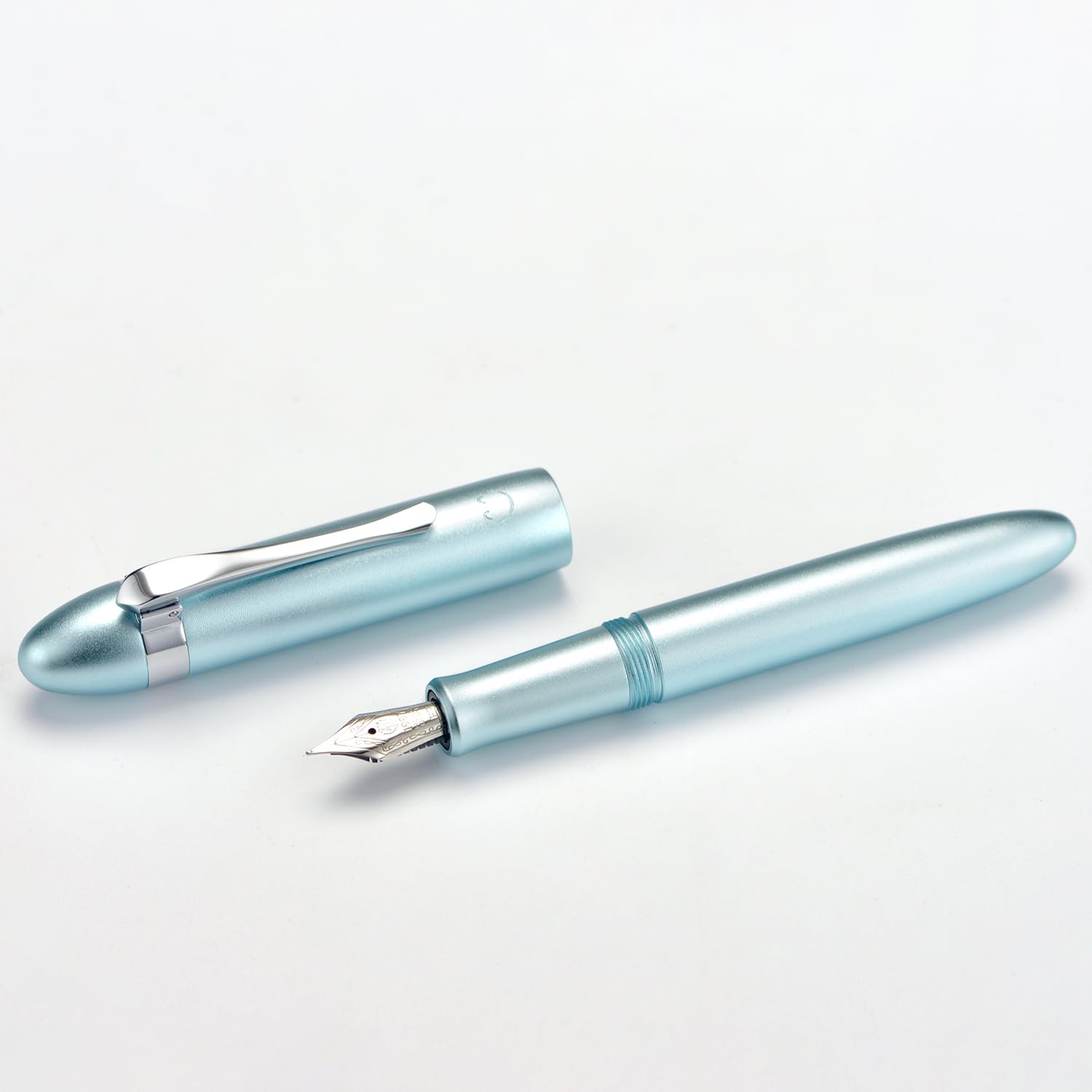 HONG DIAN M1 Fountain Pen Fine Nib, Ice Blue & Submarine Shape Aluminium Short Mini Pocket Travel Pen - Image 2