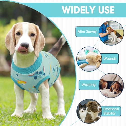 Image of BRKURLEG Small Dog Recovery Suit After Surgery Female Male, Back Zipper Spay Recovery Suit for Dogs & Cats, Anti-Licking Puppy Surgical Onesie for Abdominal Wound, Cone Alternative, Blue XL