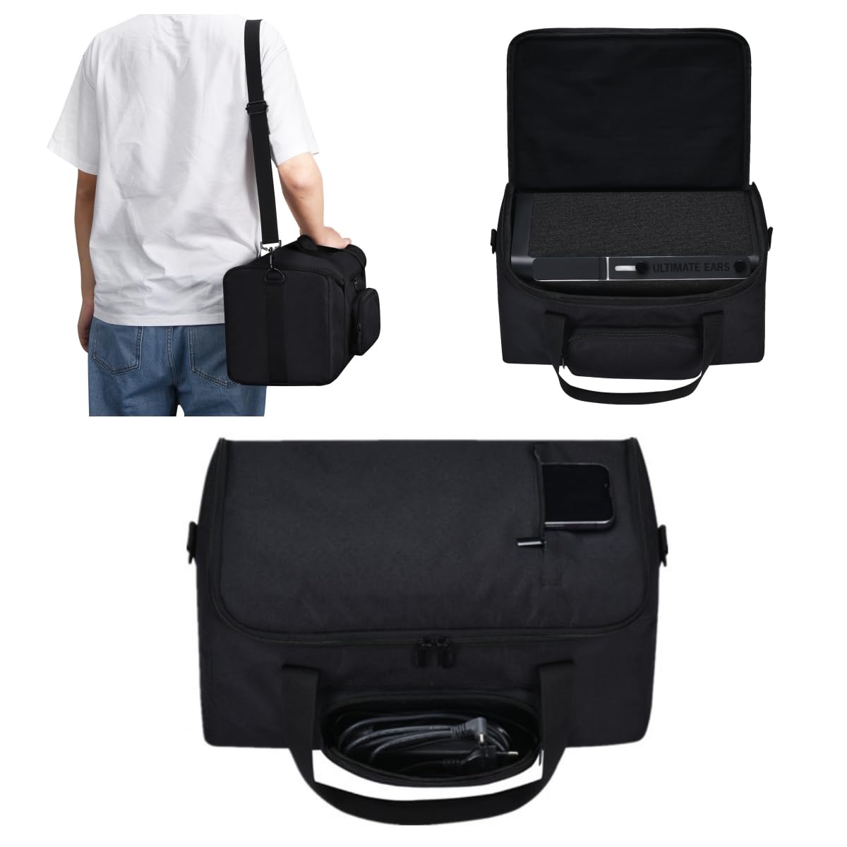 Wireless speaker Storage bag suitable for Ultimate Ears Hyperboom Shoulder bag Wrist bag Side pocket for storing Power cord Phone Keys and other items