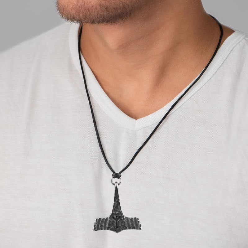 Handmade Thors Hammer MJOLNIR Necklace Stainless Steel Rustic Antique Viking Jewelry - Image 3
