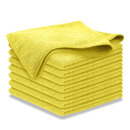 Image of USANOOKS Microfiber Cleaning Cloth Yellow - 8 Pcs 12.5 inchx12.5 inch - High Performance - 1200 Washes, Ultra Absorbent Towels Weave Grime & Liquid for Streak-Free Mirror Shine - Car Washing Cloth