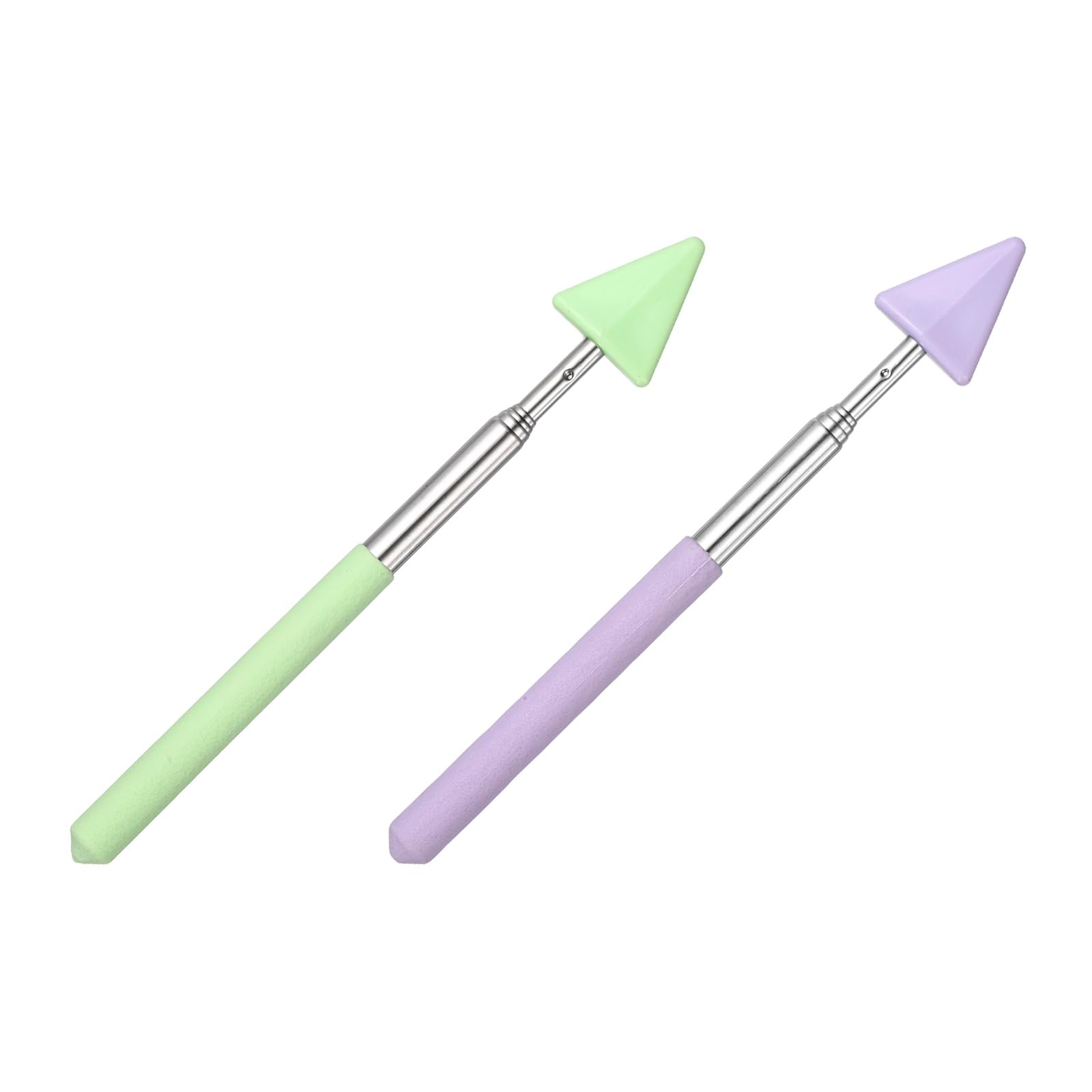 PATIKIL 2 PCS Pointer Finger Stick, Teacher Finger Pointer Stick Retractable Whiteboard Hand Presenters Extendable Telescopic for Classroom Teachers Reading Study Arrow, Purple/Green