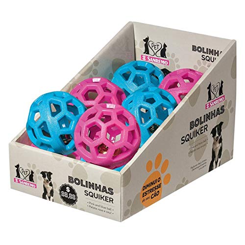 Acessório de Borracha para Cães Bola Sino Sanremo para Cães, Rosa e Azul