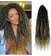 Knovotch Boho Faux Locs With Curly Pure Protein Fiber Close to Human Hair Curls 24 Inch Pre-Loope...