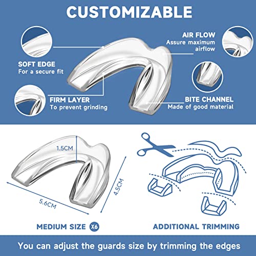 Night Guards For Women&Teenagers,Pack Of 6 Regular Size Mouth Guard For Teeth Grinding Clenching At Night,Moldable Comfortable Dental Guard For Bruxism,Tmj, Whitening Tray #TOP3