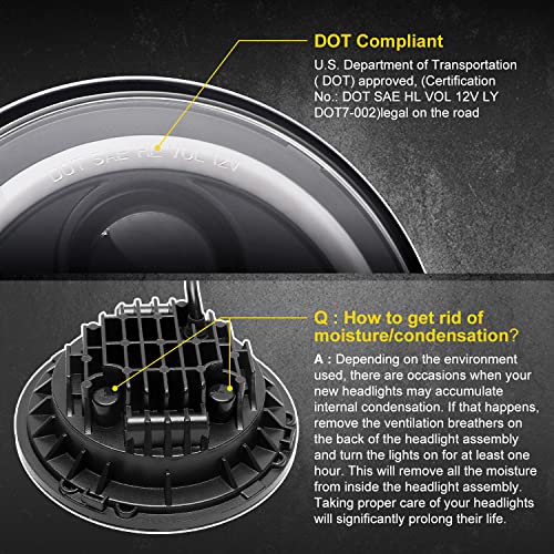 Image of LX-LIGHT Dot Approved 7inch LED Headlights with White DRL /Amber Turn Signal + 4 inch LED Fog Lights with White DRL Halo Ring for Jeep Wrangler 97-2017 JK LJ Tj