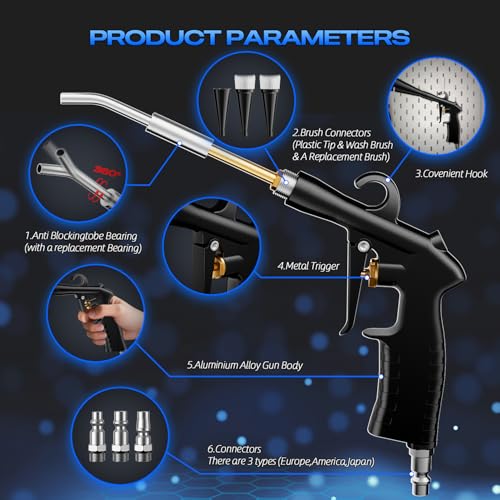 Image of Detailing Car Cleaning Gun Interior Dryer Air Blow Gun, High Pressure Blower Gun, Car Detailing Tools for Quickly Blowing Out Dirt and DustWorking with Air