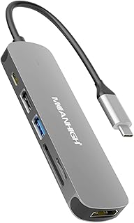 MEANHIGH USB C Hub 6-in-1 Type C to HDMI Splitter with 4K 30Hz Multiport Dongle 100W PD Charging Docking Station SD/TF Card Reader for MacBook Air, MacBook Pro, XPS, Flash Drive, Mobile HDD