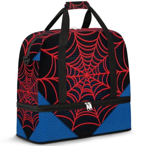 Gym Bag for Men Women, Black Axolotl Carry on Travel Duffel Bag with Trolley Sleeve, Waterproof Weekender Overnight Bags with Shoes and Wet Clothes Compartment for Sleepover Workout Sports