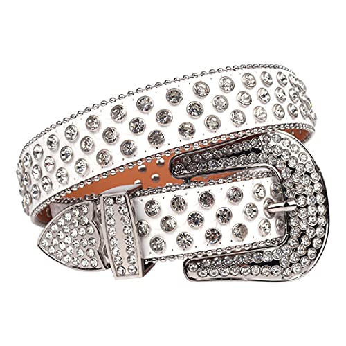 Cowgirl Cowboy Rhinestones Belts Luxury Leather Strap Crystal Studded Belt For Women Men Black Red 38 Inch2