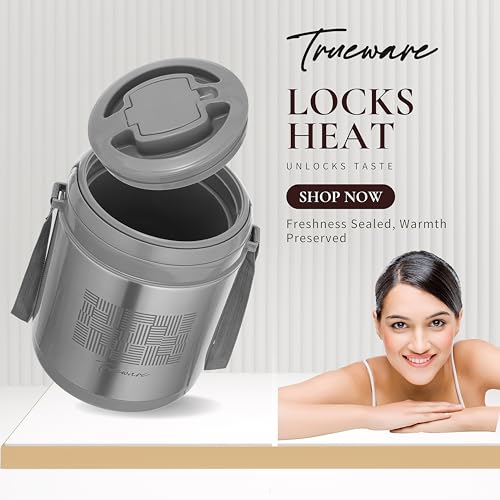 Image of Trueware Legend 4 Stainless Steel PU Insulated Hot and Cold Lunch Box with 4 SS Container 300 ML Each