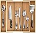 Bamboo Expandable Drawer Organizer, Premium Cutlery and Utensil Tray, Perfect for The Kitchen, Bathroom, Desk, etc. Adjustable Kitchen Drawer Divider … (3 Compartments Expandable)