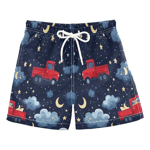 Jucciaco Boys Swim Trunk Quick Dry Beach Board Shorts Truck Car Star Night Swimwear for Kids