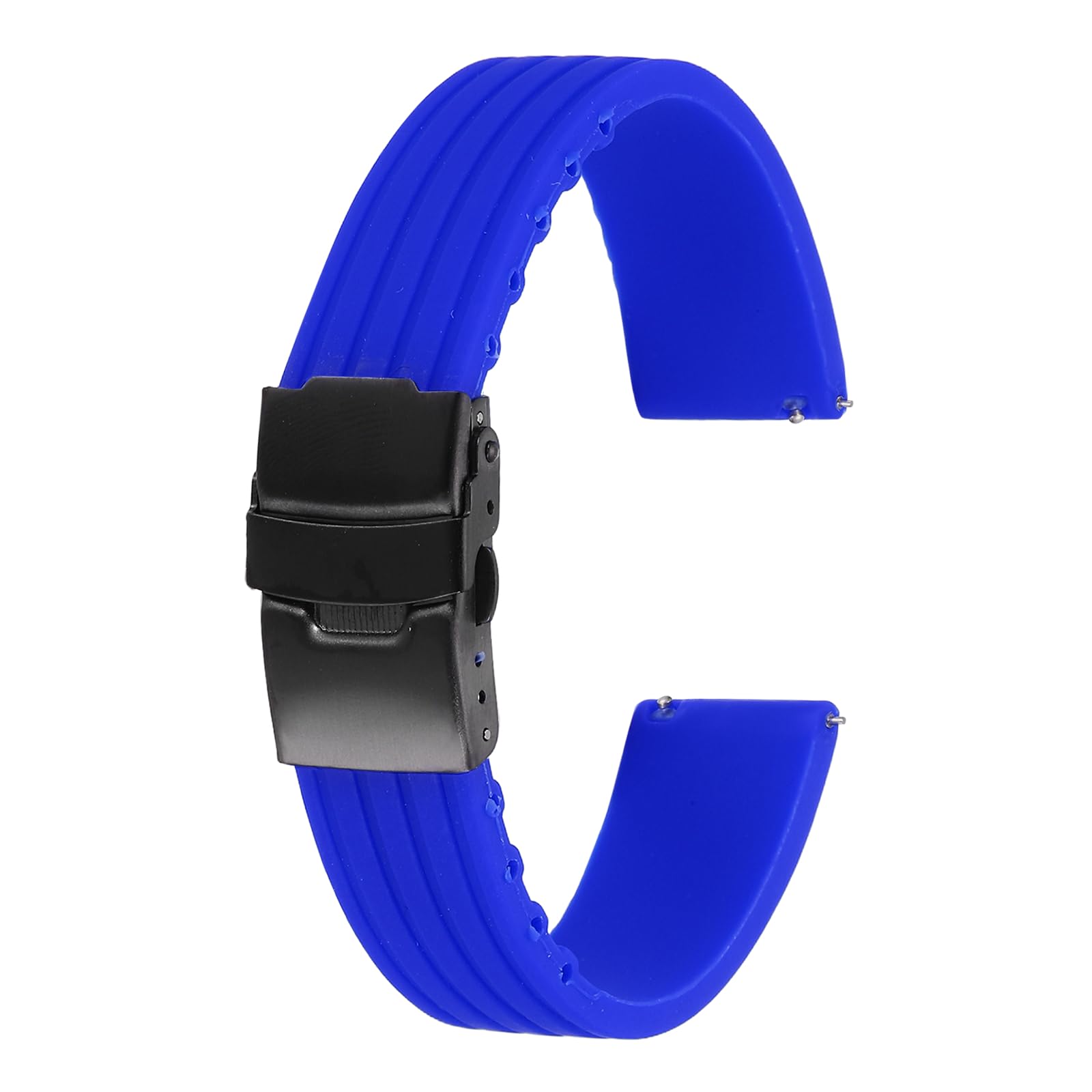 sourcing map Silicone Watch Bands 18mm Width Soft Quick Release Rubber Watch Bands with Black Snap Buckle for Men Women, Light Blue