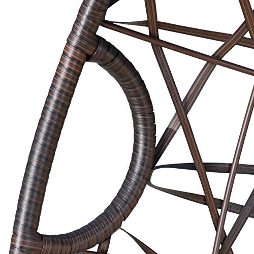 Christopher Knight Home Isaiah Indoor/Outdoor Wicker Tear Drop Hanging Chair (Stand Not Included), Multi-Brown and Tan - Image 4