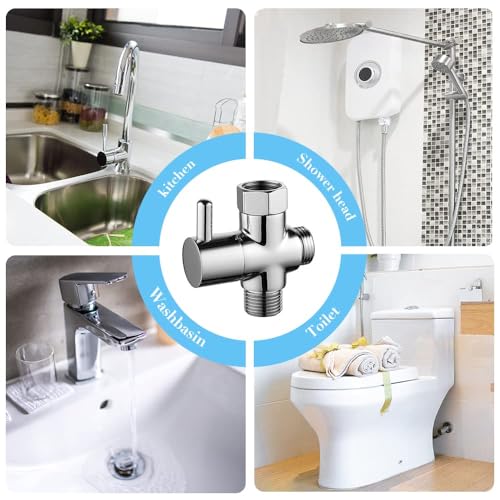 Gobesty 3-Wege-Kippventil, G 1/2, Vollmessing, Dusche, Adapter, Kippventil, Kupfer, Chrom