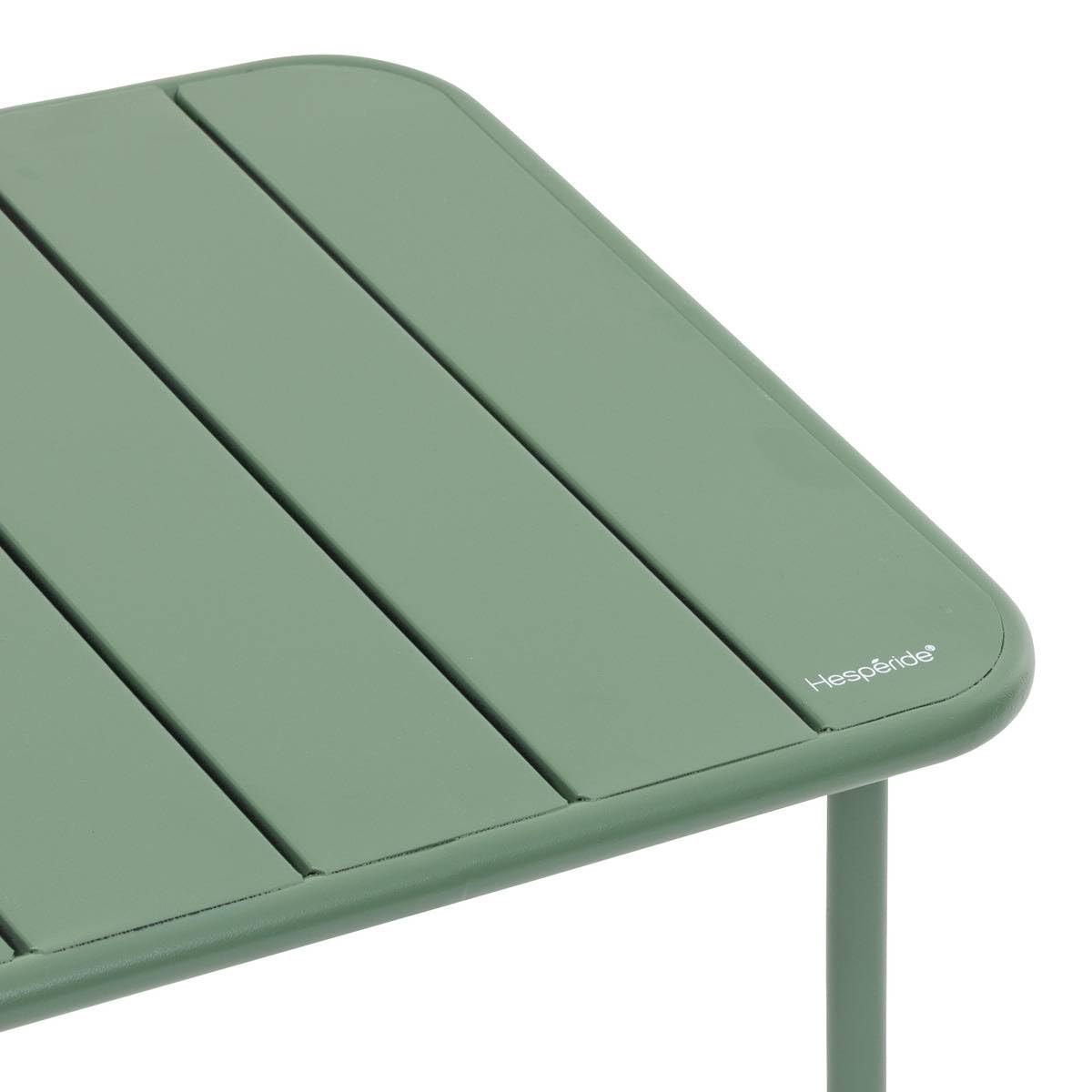 Table Basse de Jardin carrée Phuket Vert Olive en Acier traité en époxy Hespéride
