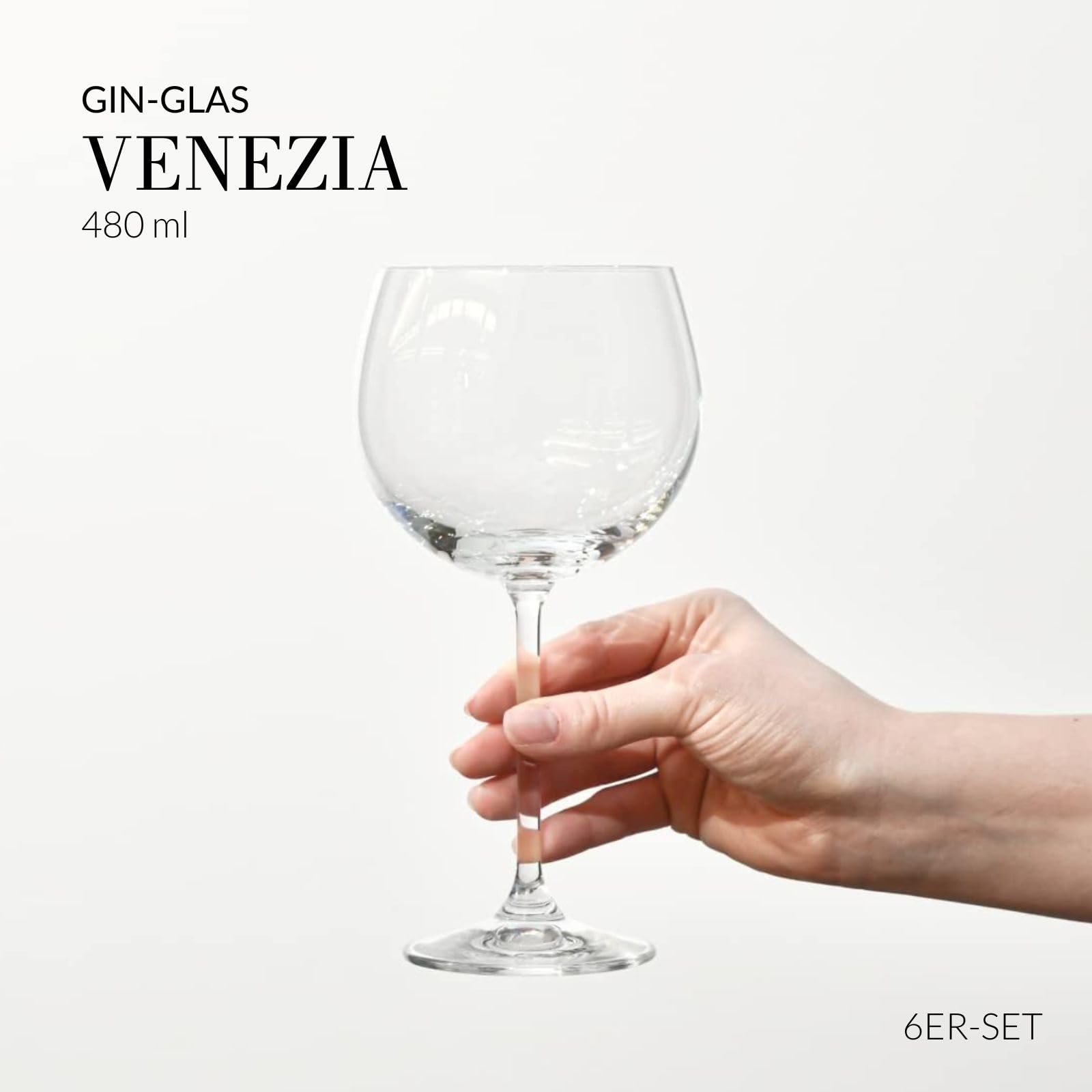 Krosno Gin Gläser 6er Set, 480 ml, Venezia Kollektion | Cocktailgläser, Bleifreies Kristallglas mit eleganter Form für stilvolles Servieren, Getränke, Spülmaschinenfest