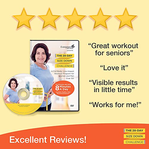 The 28 Day Size Down Challenge Workout DVD for Beginners and Seniors - Full Body, Low Impact Exercise And Fitness Program