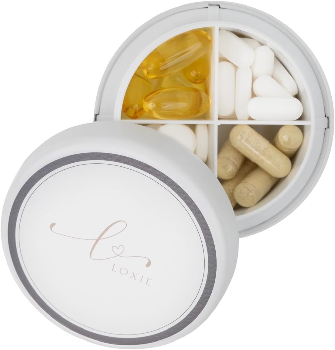 Loxie Child Resistant Travel Pill Case, Lightweight, Cotton Bag & Labels | 100% of Children Under Age 5 Tested Could Not Open The Case