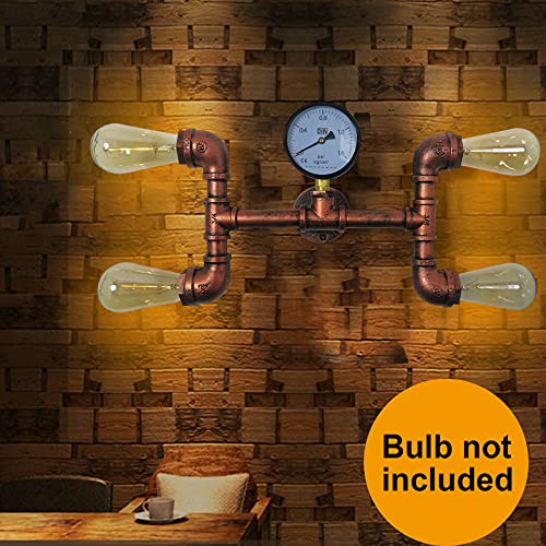 Wandlamp, industrie, retro, van waterbuis, Edison, wanddroger, vintage, steampunk, industriële lamp, wandlamp, messing… - Afbeelding 4