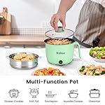 Hot Pot Electric With Steamer,Rapid Ramen Cooker,1.8L Mini Portable Self Heating Electric Pot For Cooking Noodles Oatmeal Pasta,Shabu Shabu Hotpot Pot Electric Dorm Lazy Pot,Non-Stick Green - Image 2