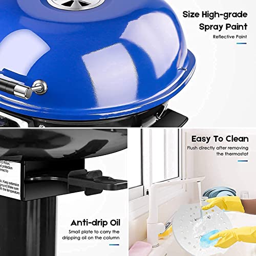 High Power 1800W Electric Smokeless Bbq Grill Indoor/Outdoor Electric Grill For 15-Serving Patio Grill Electric Barbecue Grill,Manvi Nonstick Portable Removable Stand Grill To Cooking,Bbq Party,Trip #TOP3