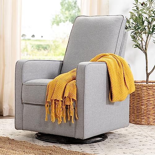 DaVinci Casey Pillowback Swivel Glider in Misty Gray, Greenguard Gold Certified