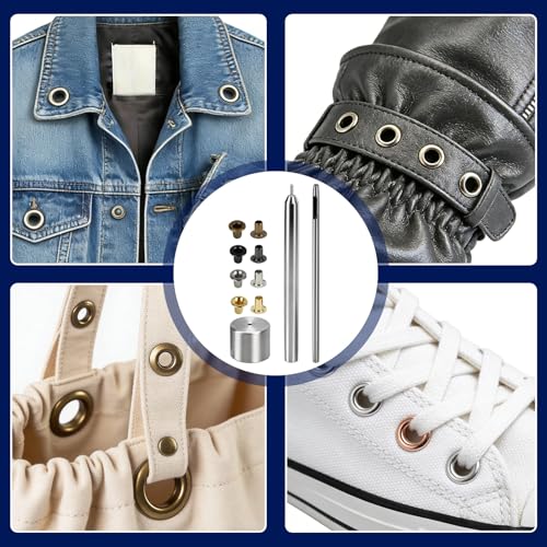 800 Stück Messing Metallösen Grommet Kit, 2mm Kleine Ösenbefestigungswerkzeug, Vier Farben Nähzubehör Ösen Set mit Kunststoff Aufbewahrungsbox, Ösen 2mm für Schuhen, Taschen, Leder Handwerk