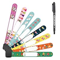 Vicloon Safety Wristband Bracelets, 8 Pcs Child Kids ID Bracelet with Pen for Child Emergency Bracelet, Anti Lost Safety ID Wristband Waterproof Reusable for Children Boys Girls Toddler Baby