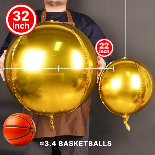 Image of PartyWoo Metallic Gold Foil Balloons 6pcs Large Round Giant Jumbo Balloons