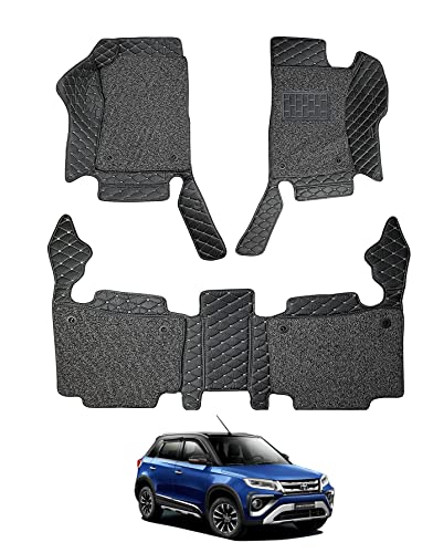 Image of Auto Hub Premium 7D car mat Urban Cruiser (Model: 2020-Till Date), Luxury Double-Stich 7d Car Floor Mat Complete Set, 100% Waterproof and Washable, Color : Black