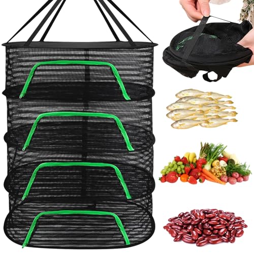 UptVin Rete di essiccazione a 4 strati, per essiccazione delle erbe, da appendere, con chiusura lampo, rete di essiccazione per piante, rete di essiccazione alimentare, fiori, rete a secco