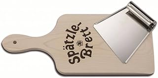 Weis 16037 - Tabla para spätzle (incluye rascador, acero inoxidable y madera, para la preparación original de spätzle suabia, 31,5 x 14,5 x 2 cm), color marrón y plateado