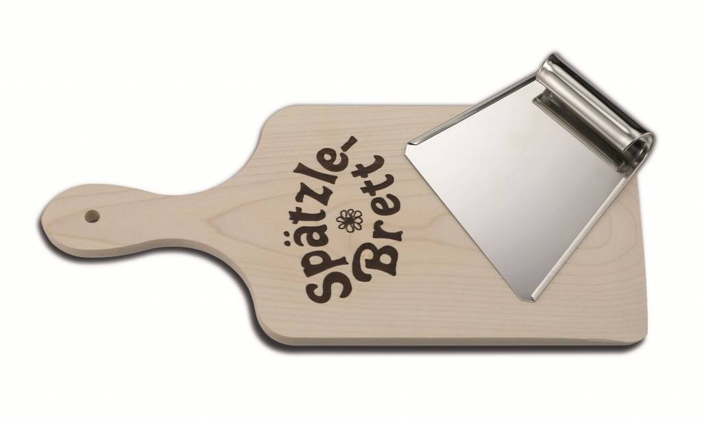 Weis 16037 Spaetzle Board with Scraper, Stainless Steel and Wood, for Original Preparation of Swabian Spaetzle, 31.5 x 14.5 x 2 cm, Brown/Silver