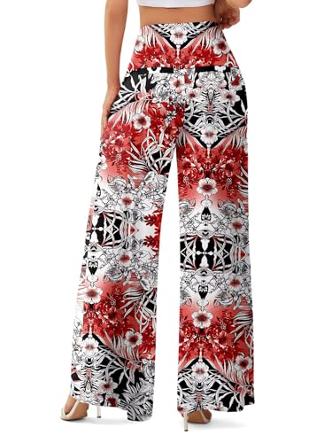 JZC Women's Palazzo Lounge Pants Stretchy Wide Leg Casual Pants Comfy High Waist Flowy Pants S-3XL