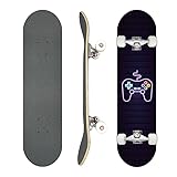 Yobuisg 31インチ スケートボード 成人 メープルウッド 4輪 初心者 子供 凹面プレート スケボー 子供 初心者 小学生 キッズ スケートボード コンプリート スケボーデッキ 完成品 skateboard ダブルキック 男の子 女の子 こどもの日 誕生日 プレゼント (eスポーツゲーム)