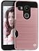 Nexus 5X Case, MP-Mall [Shock Absorbent] [Card Slot] Armor Hybrid Defender Shockproof Rugged Protective Cover Case For LG Google Nexus 5X (Rose Gold)