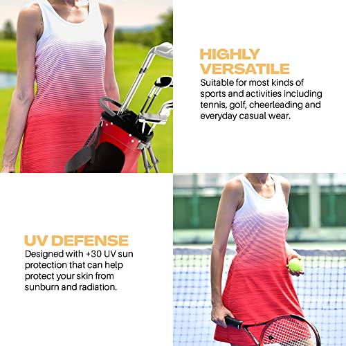 Savalino Athletic Sleeveless Tennis Dress With Racerback For Women, Sports Activewear Apparel With Uv Sun Protection, Medium, Red #TOP5