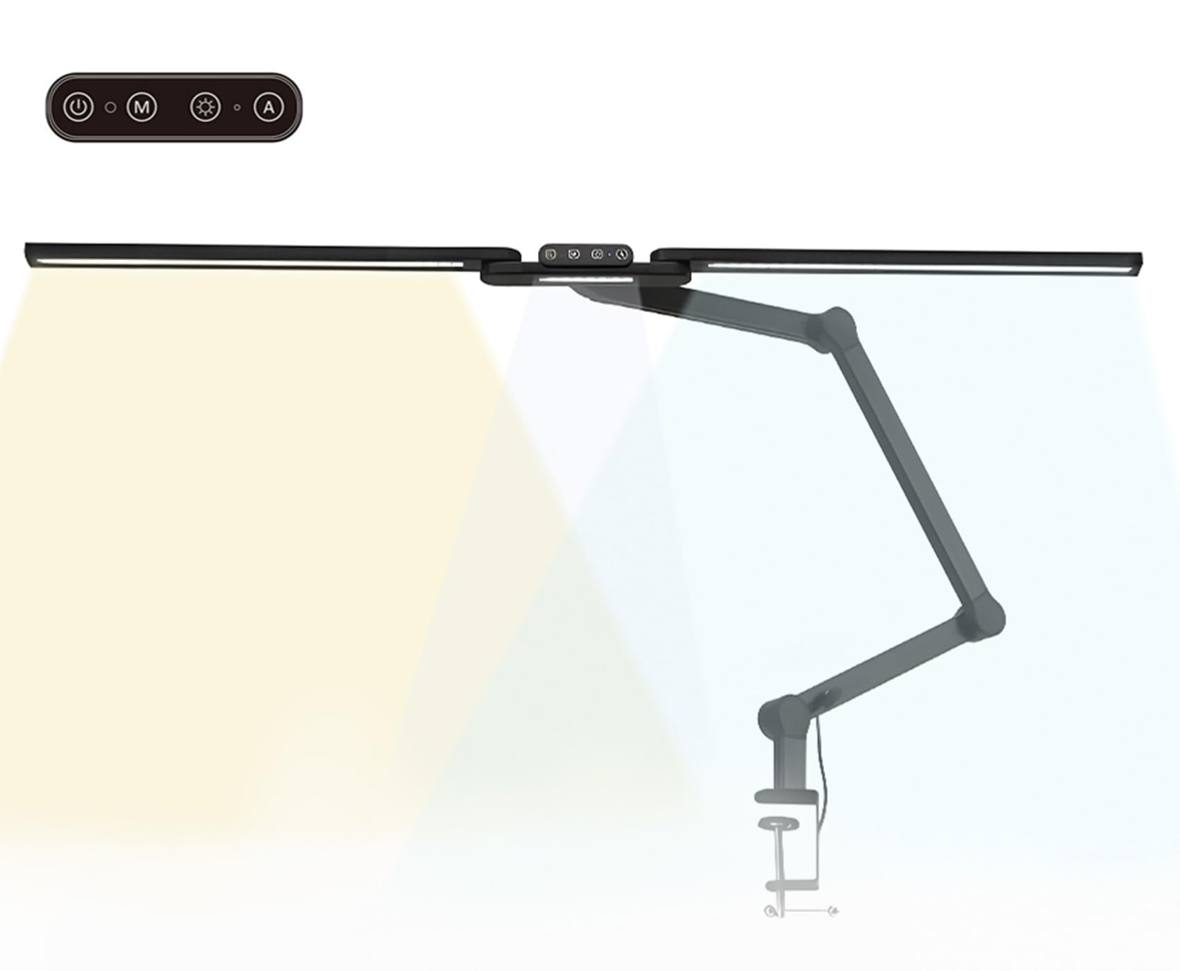 HDWR LumixDesk-04 LED-Schreibtischlampe mit Klemme, 1550 Lumen, dimmbar | Temperatur- und Helligkeitsregelung, Klemmmontage am Schreibtisch, für Büro und Homeoffice