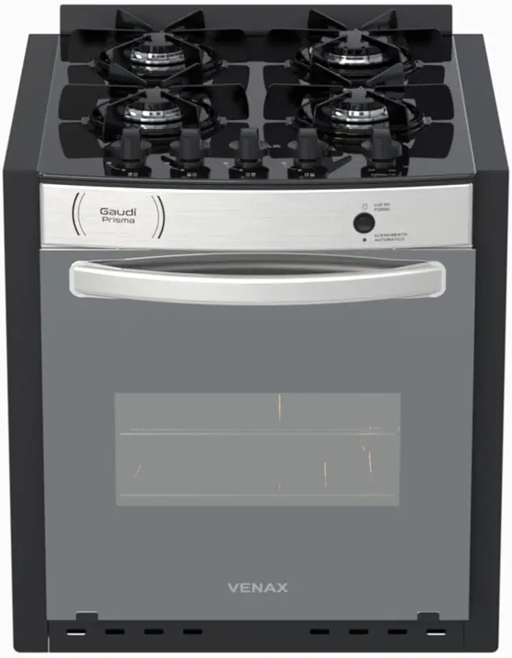 Fogao A Gas De Embutir Gaudi Prisma Vitreo El 4q Inox Gas Glp