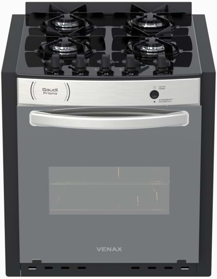 Fogao A Gas De Embutir Gaudi Prisma Vitreo El 4q Inox Gas Glp