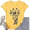 MYHALF-Womens-Fun-Animal-Graphic-Tees-Casual-Short-Sleeve-Summer-Cute-Giraffe-Printed-T-Shirt-Tops MYHALF Womens Fun Animal Graphic Tees Casual Short Sleeve Summer Cute Giraffe Printed T-Shirt Tops Yellow