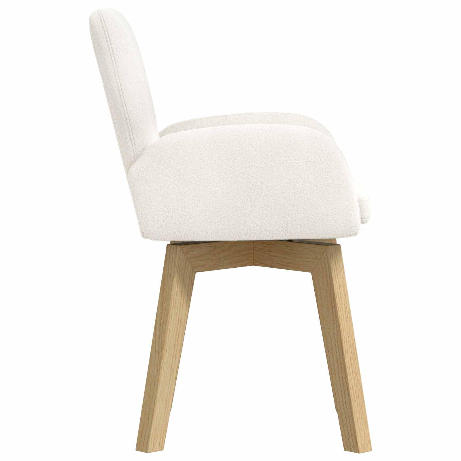 Krzesło do jadalni 2-częściowy zestaw z Bouclé kremowe z drewnianą i metalową ramą, ergonomicznie wyściełane meble do siedzenia, obrotowe, z podłokietnikami, nowoczesne wzornictwo, idealne do