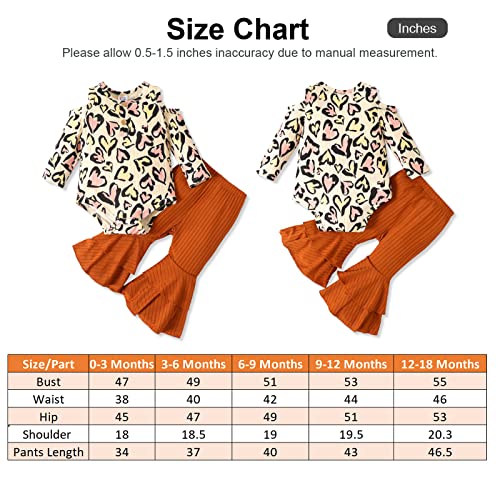 Patpat Toddler Baby Girls Outfits Long Sleeve Heart Print Romper And Flare Pants Set Baby Clothes Set 3-18M #TOP5
