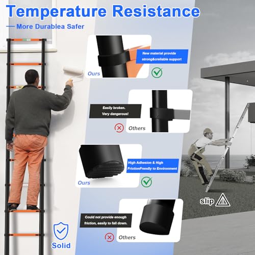 Teleskopleiter 3.8M Ausziehbare Leiter Klappleiter Stehleiter Rutschfester aus hochwertigem Ausziehleiter Mehrzweckleiter Haushaltsleiter