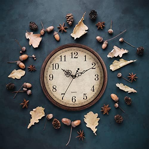 Bernhard Products Vintage Brown Wall Clock Silent Non Ticking 12 Inch Quality Quartz Battery Operated Round Decorative Easy to Read for Home Kitchen Living/Dining Room Bedroom Office Classroom School 3 51Df1MyFyUL. AC